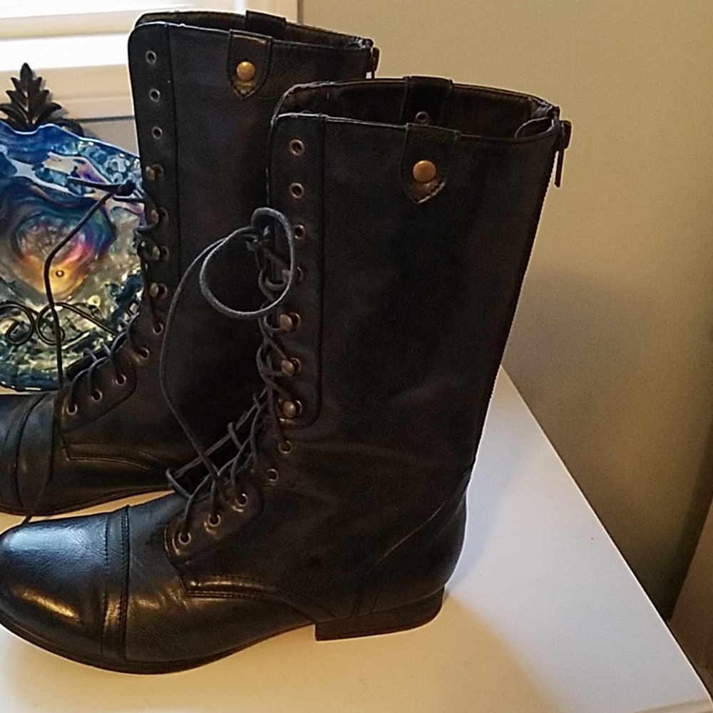Black combat boots